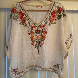 Johnny Was White Embroidered Blouse